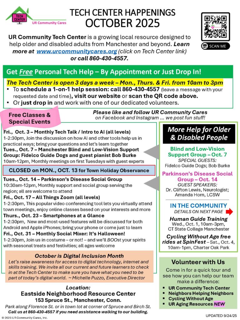 October Flyer for UR Community Tech Center